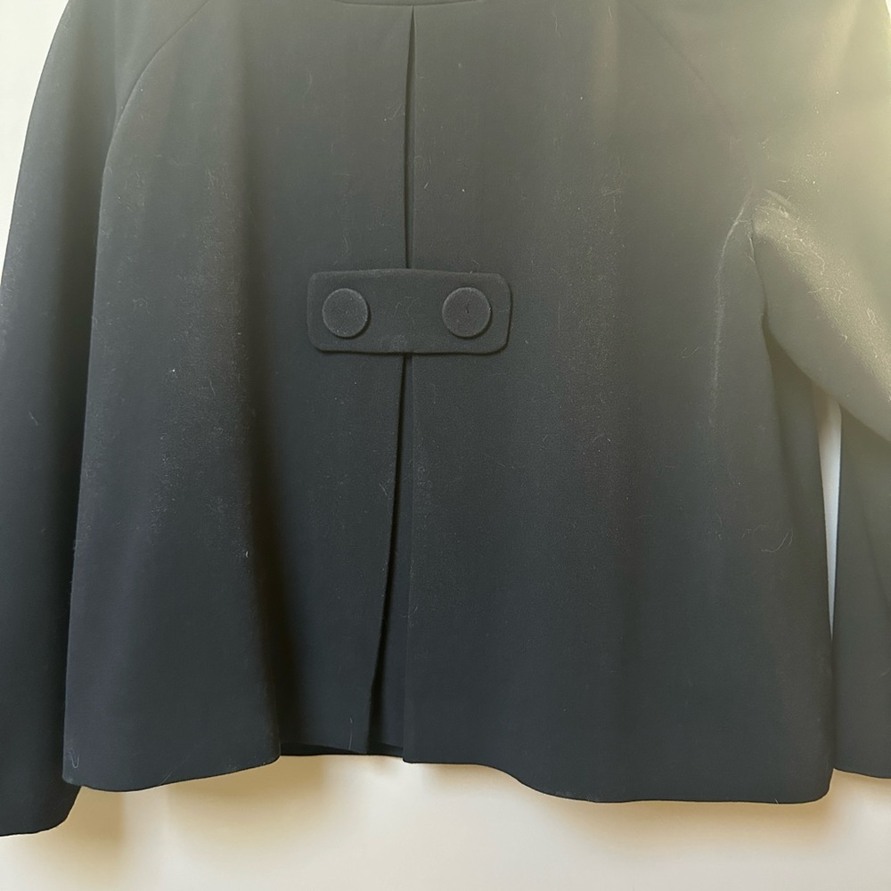 Black Crepe Swing Jacket with Bracelet Length Sleeve - Picture 3 of 4